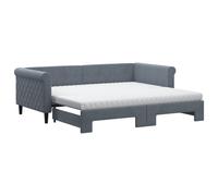 (dark grey, Trundle and Mattresses Sofa) vidaXL Daybed with Mattress Sofa Bed Guest Bed Blue Light Grey 90x190 cm Velvet