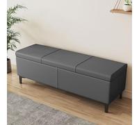 Dark Grey Upholstered Storage Bench100 cm Lift Top Design Stylish Bedroom Footrest EcoFriendly Faux Leather Perfect for Bed End & Organizing Essentials