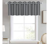 Dark Grey Valance for Bedroom Solid Grommet Top Blackout Thermal Insulated Curtain Valance Window Treatment for Living Room Short Straight Drape Valance for Basement/Loft 100 X18 1 Panel Gray