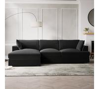 Dark Grey Velvet Left Hand 4 Seater Chaise Corner Sofa - August