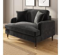 Dark Grey Velvet Love Seat - Payton