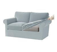 Dark Grey Velvet Stretch Sofa Cover Set for 3 Seater - 7 Piece Slipcovers with Elastic Bands Fits Separate Seat Cushions & Backrests Light Blue 2 Seat Set (5 PCS)