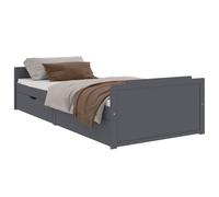 (dark grey) vidaXL Bed Frame with Drawers Solid Wood Pine Bedstead Single Multi Colours