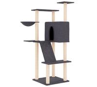 vidaXL Cat Tree with Sisal Scratching Posts Dark Grey 143 cm UK GF0