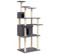 vidaXL Cat Tree with Sisal Scratching Posts Dark Grey 166 cm