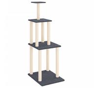 vidaXL Cat Tree Tower - Dark Grey Sisal-Post Pet Climber/Scratching/Perching Furniture, Soft Plush, 64x48x149cm
