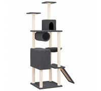(dark grey) vidaXL Cat Tree with Sisal Scratching Posts Pet Supply 168 cm Multi Colours