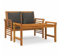(dark grey) vidaXL Garden Lounge Set 2 Piece with Cushions Sofa Bench Table Solid Wood