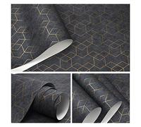 Dark Grey|White|Black Simple Geometric Wallpaper Roll Modern Design Wall Paper Home Wall Decor Bedroom Living Room Background Wallpaper (Color : P02202, Dimensions : 10mx53cm)