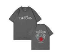(Dark Grey, XL) Men's Summer Cotton T-Shirt, Game of Thrones, A Song of Ice and Fire, Three-Headed Dragon Print Short Sleeve T-Shirt