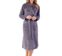 Slenderella Womens Shawl Collar Wrap Coral Fleece Dressing Gown Waffle Detail Robe XL (Grey)