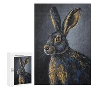 Dark Hare with Golden Accents Jigsaw Puzzle, 300 PCS, Indoor Activity for The Home, An Absorbing Project for Relaxed Weekends, at Home