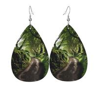 Dark Hedges Northern Ireland Print Teardrop Earrings For Women Leather Dangle Earrings Jewelry For Birthday Party Valentine