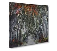 Dark Hedges Tree Road Ireland Canvas Print | Gallery Wrapped 30mm Frame Wall Art | 14x14 inches | Ready to Hang | Abstract Landscape Picture | Living Room Bedroom Lounge Office