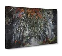 Dark Hedges Tree Road Ireland Canvas Print | Gallery Wrapped 30mm Frame Wall Art | 30x20 inches | Ready to Hang | Abstract Landscape Picture | Living Room Bedroom Lounge Office