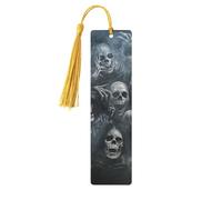 Dark Hell, Evil Skeleton Unique Double-Sided Artwork Printed Wooden Bookmarks, Artistic Book Accessories Birthday Presents for Men Women Presents for Book Lovers