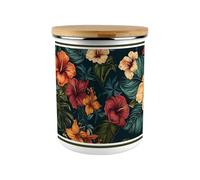 Dark Hibiscus Storage Canister - Floral 2.7L Extra-Large Enamel Home & Kitchen Organisation Container