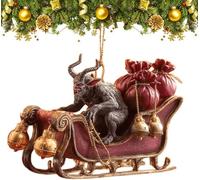 Dark Holiday Mischief Collection Krampus Christmas Ornament Set, Gothic Holiday Decorations, 3-Piece Horror Tree Hanging Ornaments, Traditional Folklore Theme (Style-a)