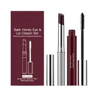 Dark Honey Lipstick & Mascara Set,Moisturizing Lipstick & Waterproof Mascara Duo,MascaraLipstick Combo Set,Natural Makeup for Eye and Dry-Lips,MascaraBlack Long Lasting Curling Lash Kit Gift