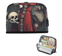 Dark Hood Crimson Wolf Grey Pencil Bag Storage Pencil Case Zipper Pencils Pouch Girls Classroom Pen Pouch Animal Organizer Back to School Supplies