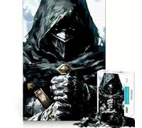 Dark Hooded Knight with Sword 1000 Piece Jigsaws for Teenagers Sharp Thinking Smooth Cut Fun Activity Art Piece (38x52cm)