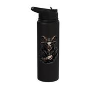 Dark Hooded Scary Goat Demon from Hell Horror Stainless Steel Insulated Water Bottle