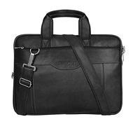 DARK HORSE Laptop Bag Leather Briefcase 15.6 Inch Messenger Bag Satchel for Men, Padded Laptop Compartment 12 Liters , Water Resistant Shoulder Bag with Strap, Durable Office Bag, for Laptop, Black,