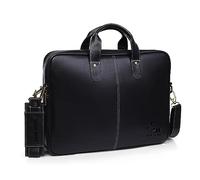 DARK HORSE Laptop Bag Leather Briefcase, Men Office Messenger Bag Satchel, Padded Laptop Compartment, Water Resistant Shoulder Bag with Strap, Durable Office Bag for Laptop, Black, Western