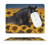 Dark Horse Under The Sunflowers Mouse Pad Mouse Mat 10 X 8 Inch