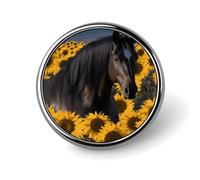 Dark Horse Under The Sunflowers Round Aluminum Alloy Pin Badge Lapel Pin
