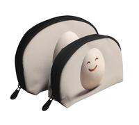 Dark Human Moon Cosmetic Bag, Travel Makeup Pouch, Portable Waterproof Cosmetic Pouch for Girls Women., Smiley Eggs, One Size