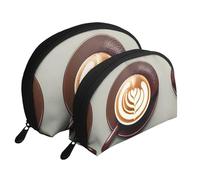 Dark Human Moon Cosmetic Bag, Travel Makeup Pouch, Portable Waterproof Cosmetic Pouch for Girls Women., Coffee Latte Art Display, One Size