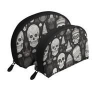 Dark Human Moon Cosmetic Bag, Travel Makeup Pouch, Portable Waterproof Cosmetic Pouch for Girls Women., Various Skulls, One Size