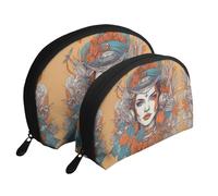 Dark Human Moon Cosmetic Bag, Travel Makeup Pouch, Portable Waterproof Cosmetic Pouch for Girls Women., Queen's Picture, One Size