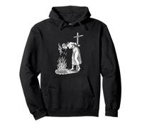 Dark Humor Feminist Witch Lighting Cigarette With Flames Pullover Hoodie