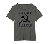 Dark Humor is Like Food - Funny Anti Communist CCCP Meme T-Shirt, Women's Plus, Asphalt Grey, 3X
