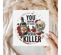 Dark Humour Greeting Card with Skull, Poison Bottle and Roses - Funny Sarcastic Card for Friends or Partner - Quirky Alternative Anniversary, Birthday or Just Because Card - C84
