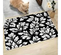 Dark Instagram Plants Doormats Inside Washable Non-slip 50x80cm Simple Branches And Leaves Door Mat, Dirt Resist Entrance Mat Rug Low Profile Floor Mat for Front Door Kitchen Bathroom, Black And White