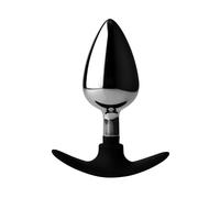 XR Brands Dark Invader Metal & Silicone Anal Plug, Large, Silver, AG343-LARGE