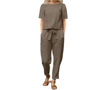 (dark khaki, S) Women's Blouse And Trousers, A Summer Set Of Two Objects With Trousers