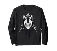 Dark Kitsune Japanese Fox Yokai Aesthetic Long Sleeve T-Shirt