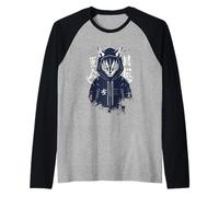 Dark Kitsune Japanese Fox Yokai Aesthetic Raglan Baseball Tee