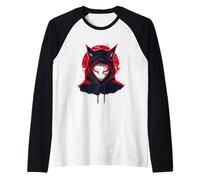Dark Kitsune Japanese Fox Yokai Aesthetic Raglan Baseball Tee