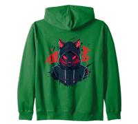 Dark Kitsune Japanese Fox Yokai Aesthetic Zip Hoodie