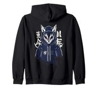 Dark Kitsune Japanese Fox Yokai Aesthetic Zip Hoodie