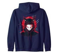 Dark Kitsune Japanese Fox Yokai Aesthetic Zip Hoodie