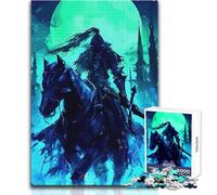 Dark Knight on Horseback Under Moon 1000 Piece Jigsaw Puzzle for Teenagers Interactive Logical Thinking Game Ideal Memorable Occasion Gift Size 38x52cm