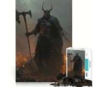 Dark Knight with Axe, God of War Jigsaw Puzzles1000 Pieces Leisure Game Smooth Connection Fun Activity Night Activity (38x26cm)
