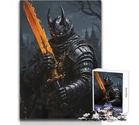 Dark Knight with Flaming Sword 1000 Piece Jigsaw Puzzles for Adults Creative Problem Solving Game Heartfelt Memorable Gift Idea Size 50x75cm