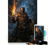 Dark Knight with Flaming Sword Puzzles for Adults 1000 Pieces Decompress Game Clear Hue Playful Challenge Evening Game (38x52cm)